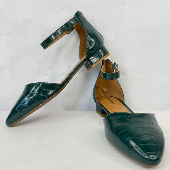 Comfort View Loucia Womens Green Alligator Pattern Ankle Strap Shoes 11WW - Picture 2 of 14